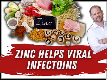Infographic on zinc benefits for viral infections and immune support.