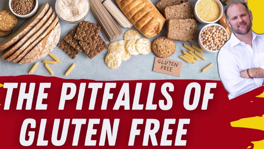 Infographic warning about the pitfalls of gluten-free products and their high glycemic impact on blood sugar.