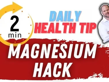 Person holding water bottle with magnesium powder, demonstrating daily hydration hack.