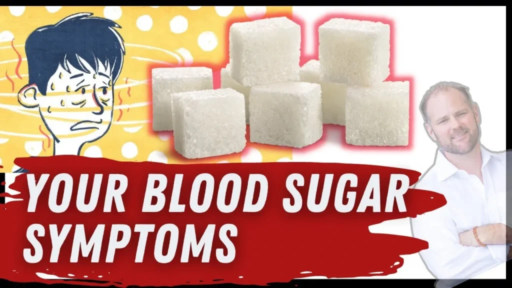 Infographic listing common blood sugar dysregulation symptoms like fatigue, brain fog, and shaking, and how fiber helps stabilize glucose levels.