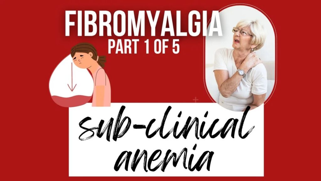 Infographic illustrating the connection between subclinical anemia and fibromyalgia symptoms like fatigue and chronic pain.