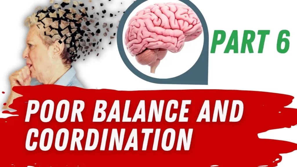 Cerebellar degeneration symptoms showing poor balance coordination issues and hand tremors.