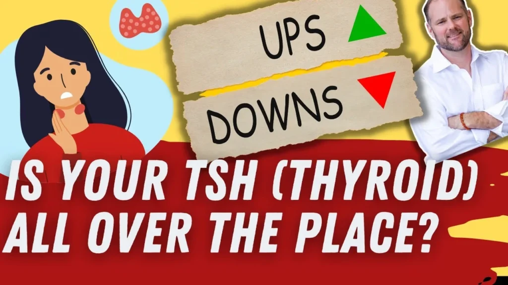Graph showing unstable TSH levels with caption about Hashimoto’s autoimmune thyroid disease.