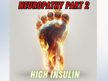 Diagram of foot neuropathy nerve damage and high insulin effects on nervous system.