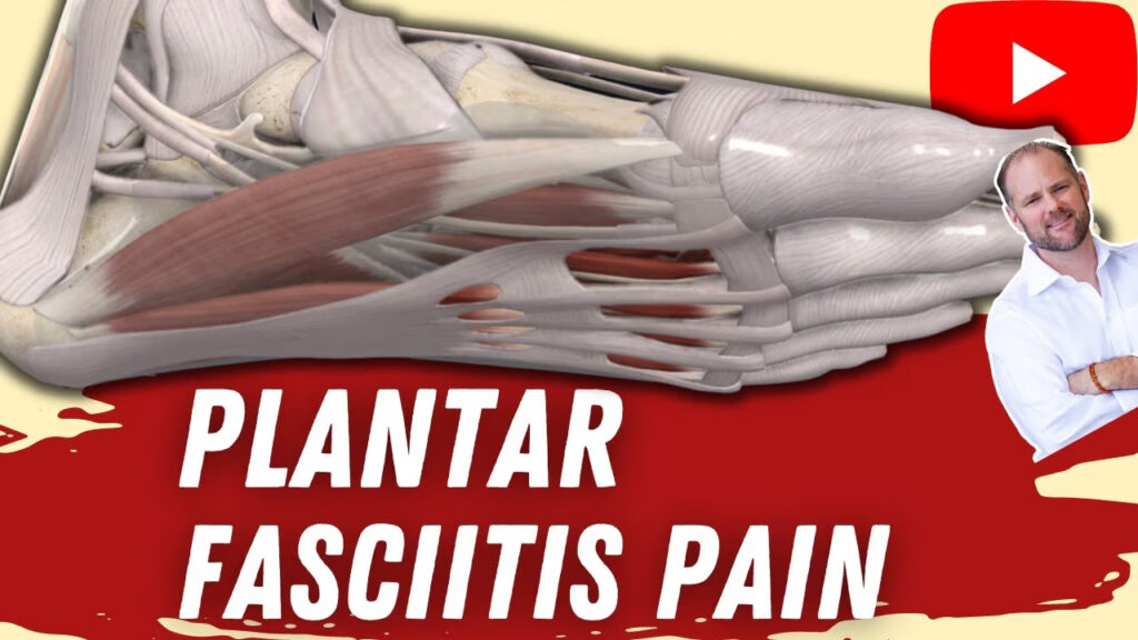 Person performing plantar fasciitis stretch using a ball under foot to relieve heel and arch pain.