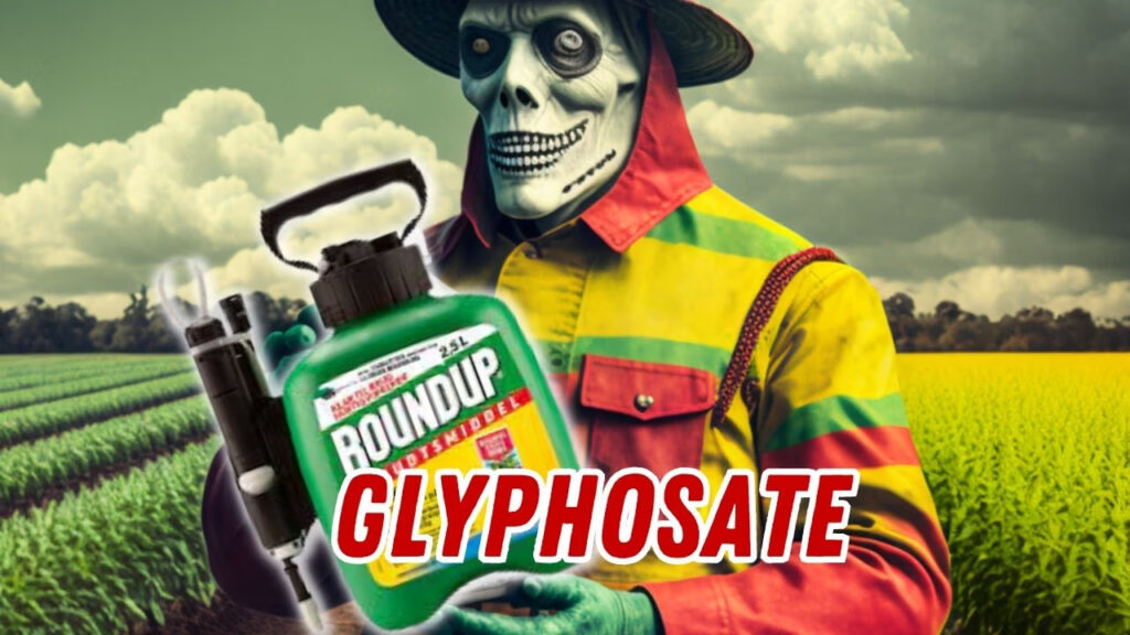 Infographic on glyphosate health risks showing chemical structure and contaminated foods like cereals and oats.Infographic on glyphosate health risks showing chemical structure and contaminated foods like cereals and oats.