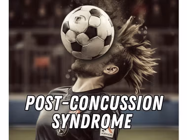 Post-concussion syndrome explanation showing long-term effects of past head injuries on brain function.