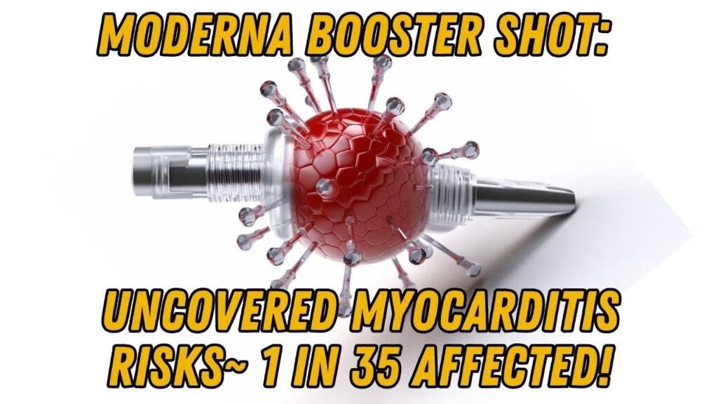 Research findings on Moderna booster shot indicating myocarditis risk may affect approximately 1 in 35 recipients.