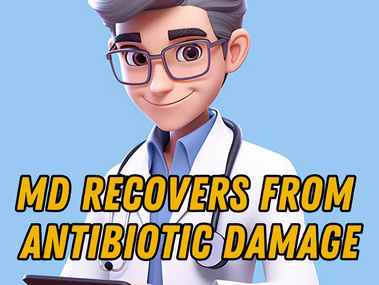 Medical doctor's recovery from fluoroquinolone antibiotic damage showing treatment protocol and healing timeline