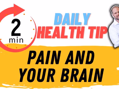 2-minute daily health tip infographic explaining the brain-pain connection and natural relief strategies.