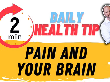 2-minute daily health tip infographic explaining the brain-pain connection and natural relief strategies.