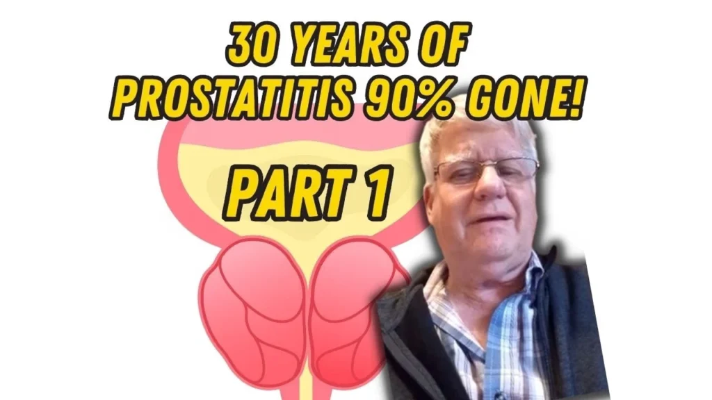 Medical case study headline for a 30-year chronic prostatitis patient highlighting a 90% improvement milestone.