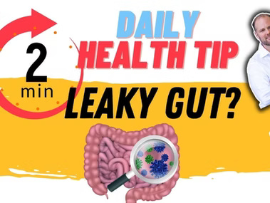 Leaky gut diagram showing intestinal lining thickness comparison and inflammation process.