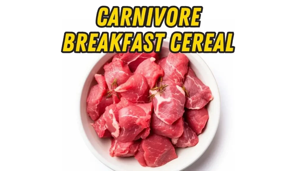 Raw beef chunks in white bowl for carnivore diet breakfast preparation with high-protein zero-carb meal approach