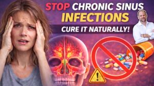 Infographic on sinus infection causes and natural treatments, including cavity anatomy, relief techniques, and tools for recovery from fluoroquinolone toxicity.