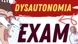 Dysautonomia exam and educational materials showing brain dysfunction autonomic nervous system symptoms and root causes.