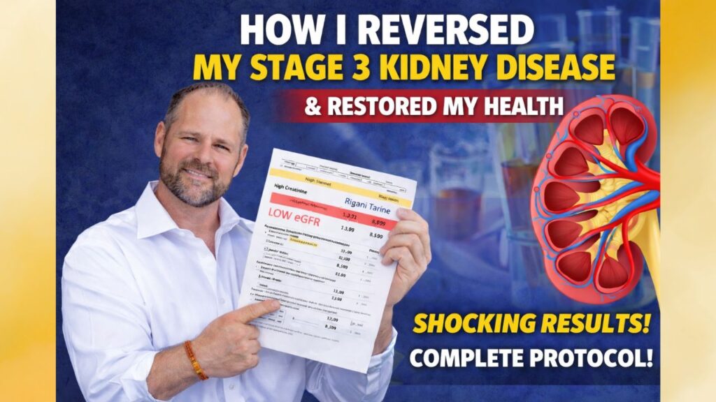Before and after kidney function lab results showing improved GFR and creatinine levels after targeted treatment