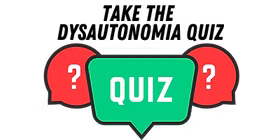 red question mark bubble and green text dysautonomia quiz by dr. hugh wegwerth