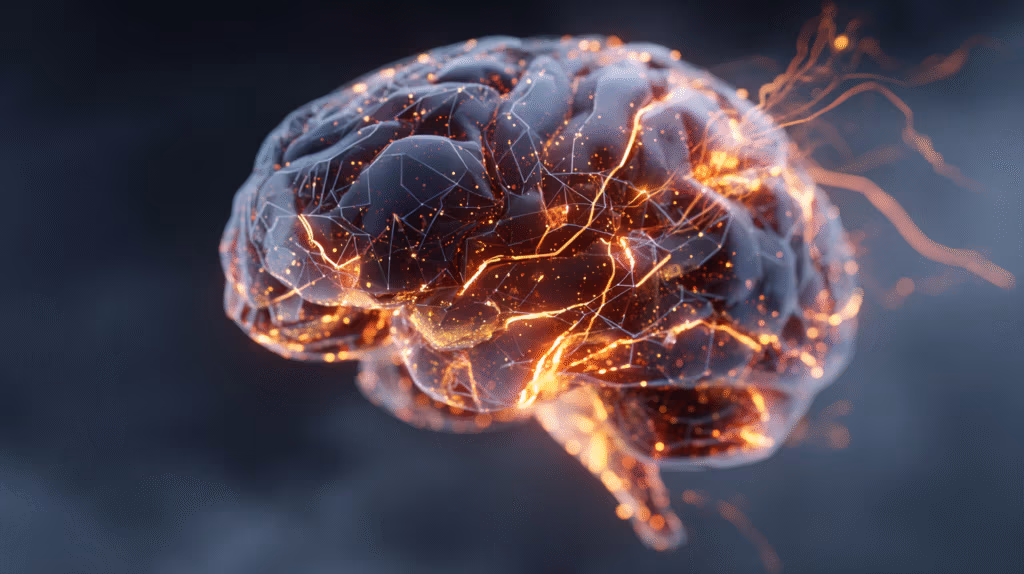 Brain inflammation and neural inflammation with glowing nerve pathways